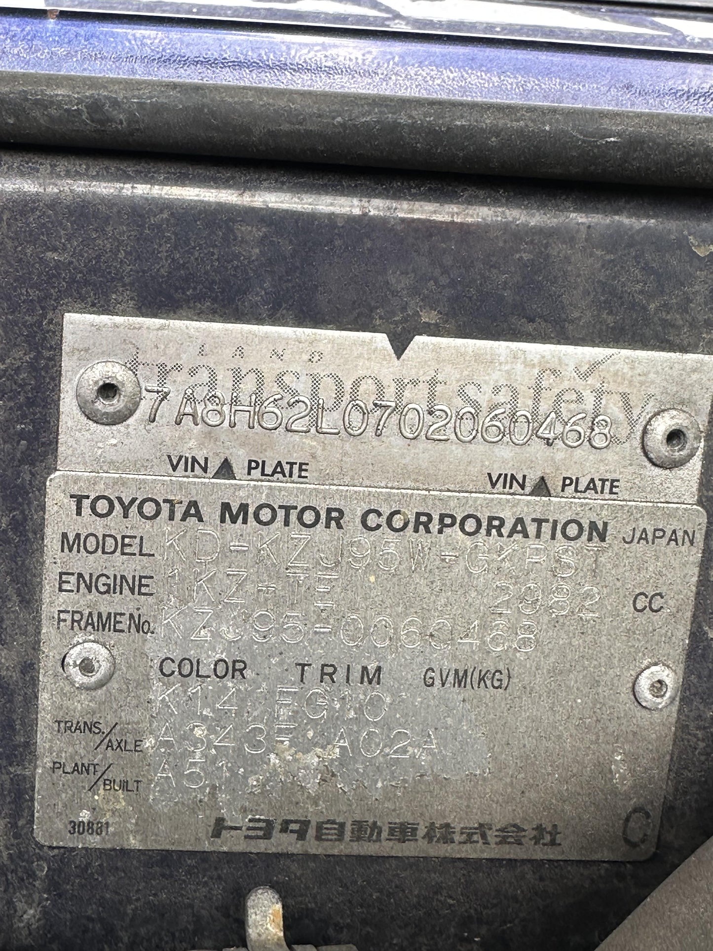 1998 Toyota Prado 1KZ-UNK WRECKING FOR PARTS ONLY