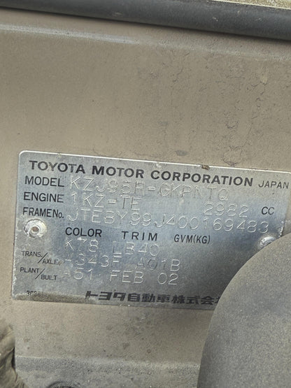 2002 Toyota Land Cruiser Prado 1KZ 0896778 WRECKING FOR PARTS ONLY