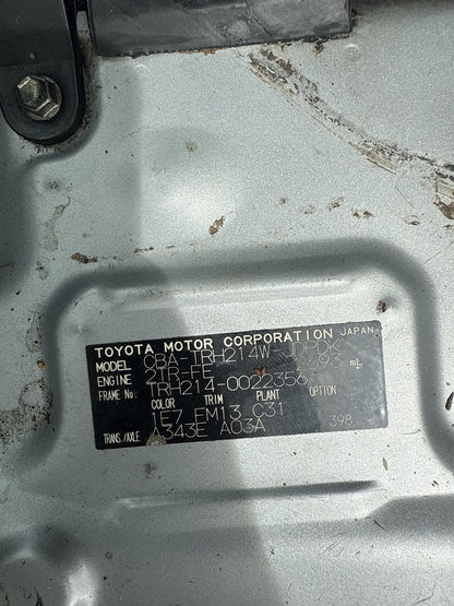 2011 Toyota Hiace 2TR WRECKING FOR PARTS ONLY